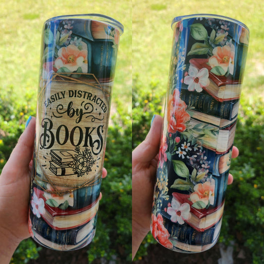 Easily Distracted By Books 20 oz tumbler